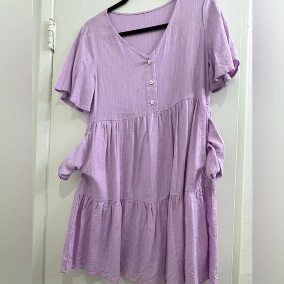 Lavender Button-Front Dress NWOT - Picture 4 of 4